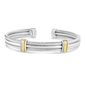 Silver & 18K Gold Cable Cuff Bracelet