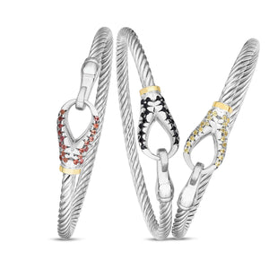 Silver and 18K Gold Gemstone Nautical Hook Bracelet Yellow Sapphire
