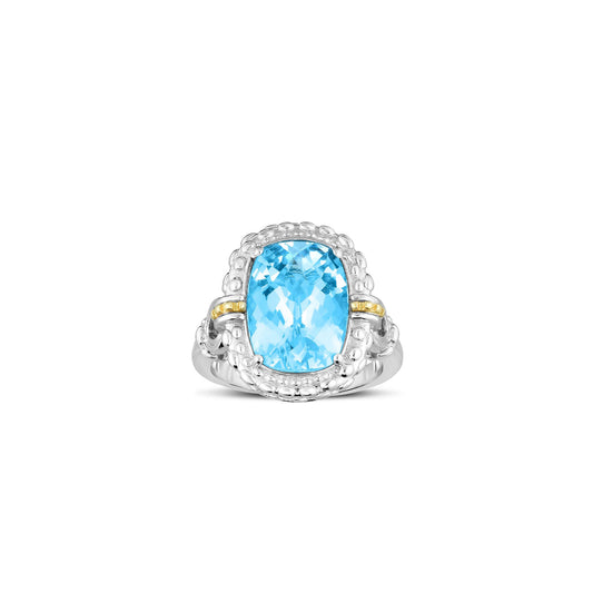 Silver & 18K Gold Gemstone Cocktail Ring