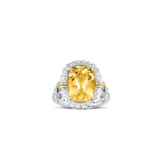 Silver & 18K Gold Gemstone Cocktail Ring