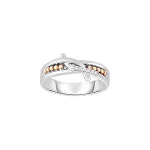 Silver & 18K Gold Beaded Gemstone Ring