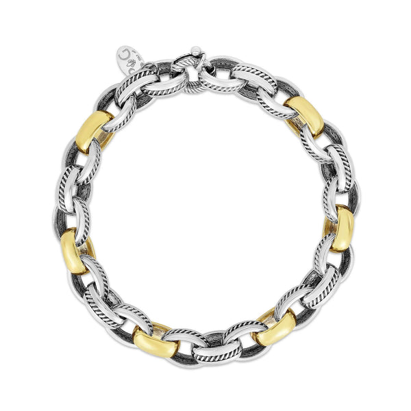 Silver & 18K Gold Men's Oval Cable Link Bracelet | Phillip Gavriel
