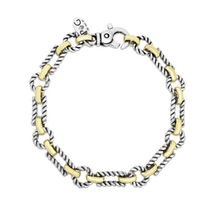 Silver & 18K Gold Geometrics Link Bracelet