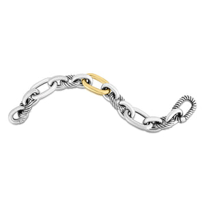 Silver & 18K Gold Big Bold Link Cable Bracelet