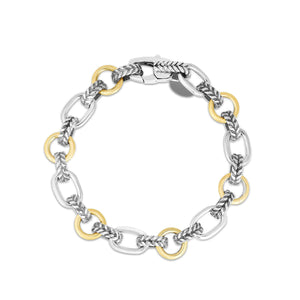 Silver & 18K Gold Mixed Link Cable Bracelet