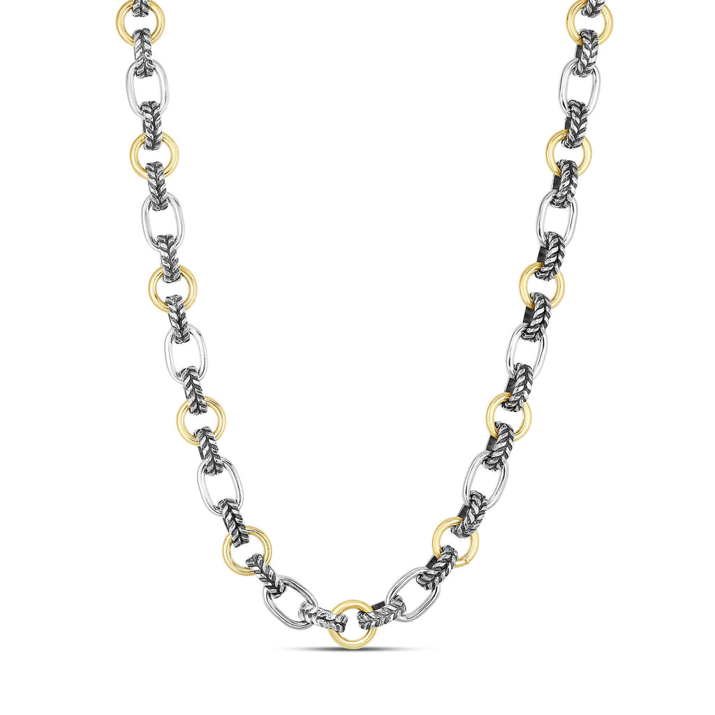 Silver & 18K Gold Mixed Link Cable Necklace Phillip Gavriel