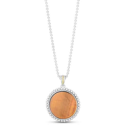 Silver & 18K Gold Popcorn Large Gemstone Medallion
