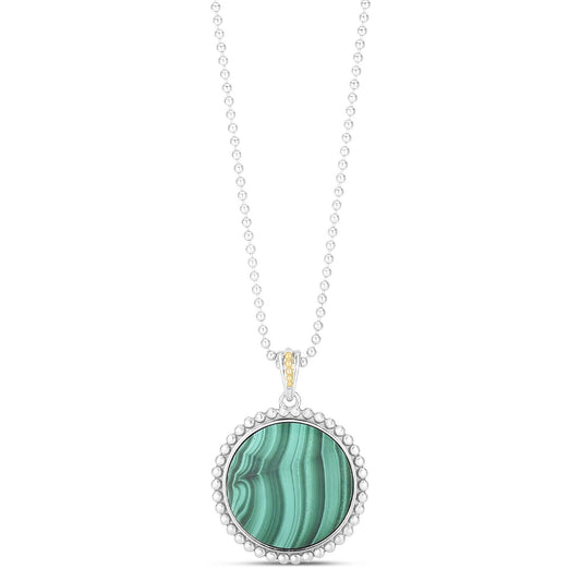 Silver & 18K Gold Popcorn Large Gemstone Medallion