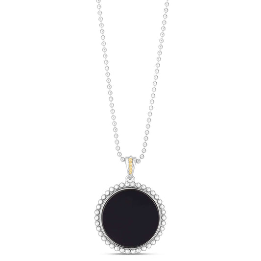 Silver & 18K Gold Popcorn Large Gemstone Medallion