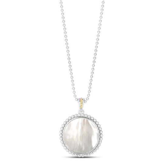 Silver & 18K Gold Popcorn Large Gemstone Medallion