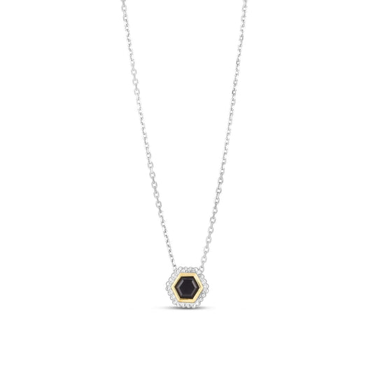 Silver & 18K Gold Popcorn Hexagon Necklace