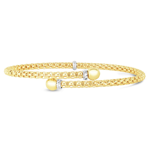 14K Gold Popcorn Bead Petite Bypass Bangle
