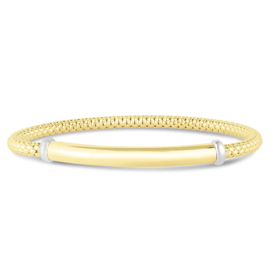 14K Gold Popcorn Bar Stretch Bracelet