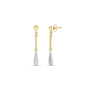 14K Gold & Diamond Popcorn Drop Earrings