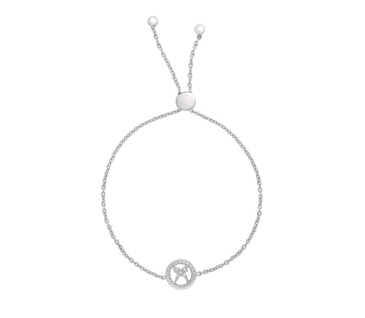 Adjustable Silver & Diamond X Bracelet
