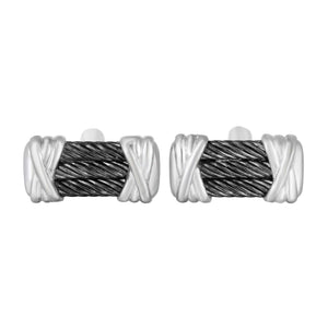 Silver Black & White Cable Cufflinks