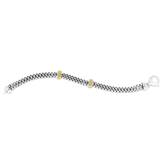 Silver & 18K Gold Double Venetian Box Link Bracelet