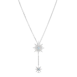 Silver & Diamond Constellation Drop Necklace with Blue Topaz from Phillip Gavriel