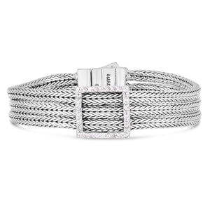 The Dutchess Silver Woven Chain and White Sapphire Bracelet from Phillip Gavriel