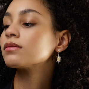 Silver & 18K Gold Constellation Earrings with Garnet and Blue Topaz from Phillip Gavriel