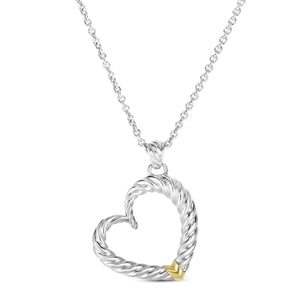 Silver & 18K Gold Grande Cable Heart Necklace