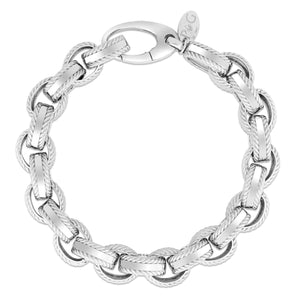 Silver Cable Edge Rolo Chain Bracelet