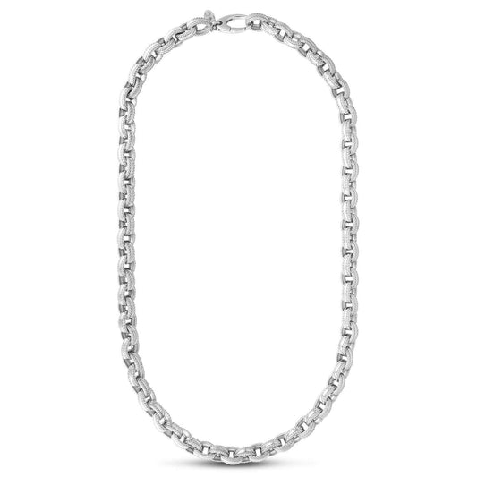 Silver Cable Edge Rolo Chain Necklace
