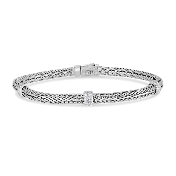 Silver Mini White Topaz Woven Bracelet | Phillip Gavriel
