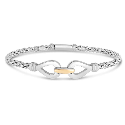 Silver & 18K Gold Popcorn Double Hook Bracelet