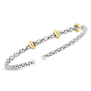 Silver & 18K Gold Popcorn Double Hook Bracelet