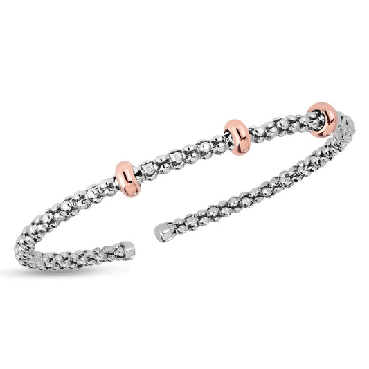 Popcorn Silver & 18K Gold Station Bracelet