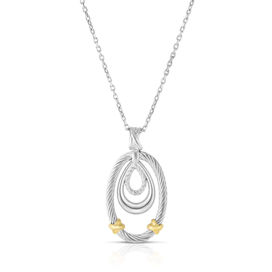 Silver & 18K Gold Abbraccio Oval Cable Pendant