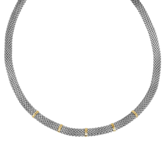 Silver & 18K Gold Bar Popcorn Necklace