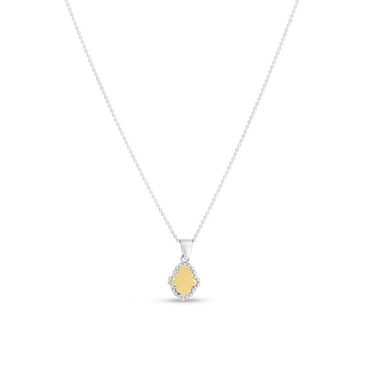 Silver & 18K Gold Beaded Hamsa Pendant