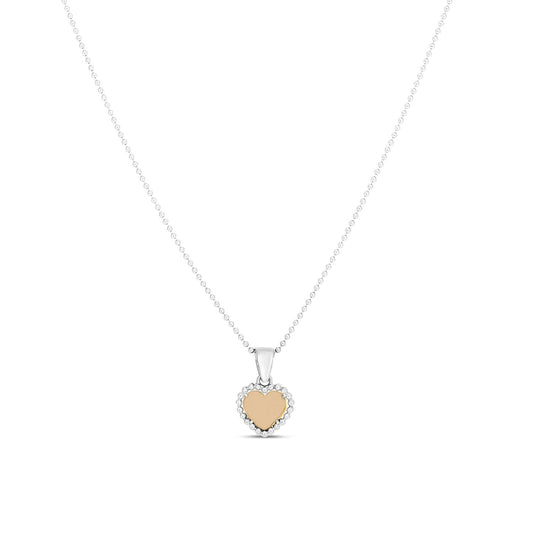 Silver & 18K Gold Beaded Heart Pendant