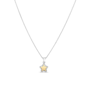 Silver & 18K Gold Beaded Star Pendant