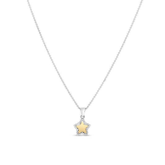 Silver & 18K Gold Beaded Star Pendant