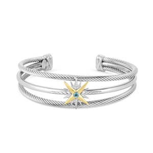 Silver & 18K Gold Bold Constellation Cable Bracelet with Blue Topaz from Phillip Gavriel