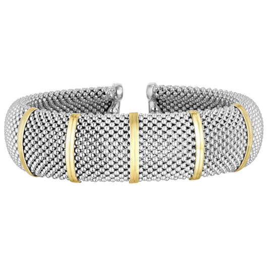 Silver & 18K Gold Bold Popcorn Cuff Bracelet