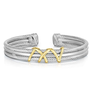 Silver & 18K Gold Cable Bold Filo Bracelet