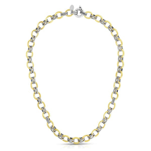 Silver & 18K Gold Cable Doppia Link Chain Necklace