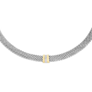 Silver, 18K Gold & Diamond Popcorn Necklace