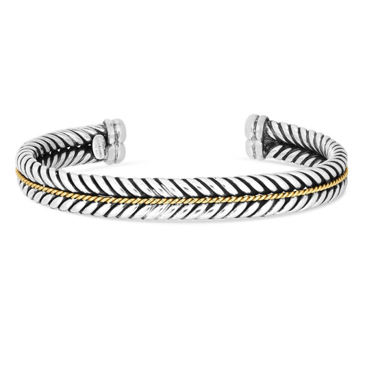 Silver & 18K Gold Ferrari Men's Cuff Bracelet