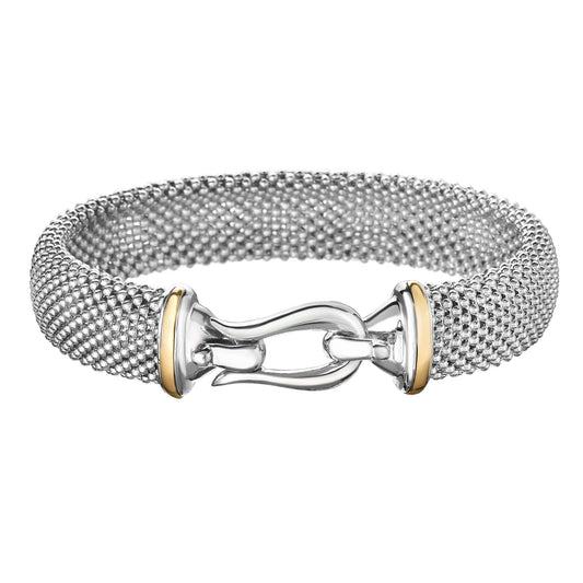 Silver & 18K Gold Large Horsebit Popcorn Bracelet