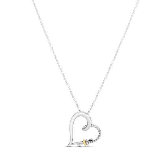 Silver & 18K Gold Open Heart Knot Pendant