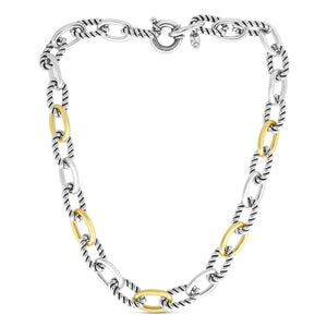 Silver & 18K Gold Oval Cable Link Necklace from Phillip Gavriel