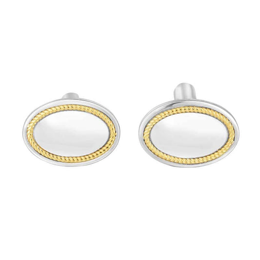 Silver & 18K Gold Oval Cufflinks