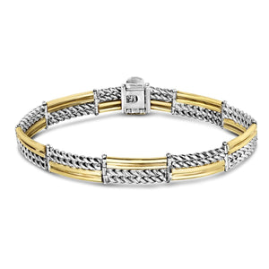 Silver & 18K Gold Polished & Cable Link Bracelet | Phillip Gavriel