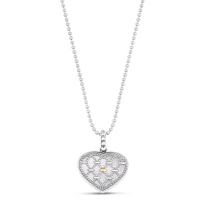 Silver & 18K Gold Popcorn Netted Heart Necklace