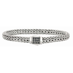 Silver Half Round 7mm Woven Chain Sapphire Bracelet